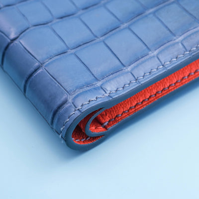Bespoke Bifold Wallet in Baby Blue Himalayan Crocodile