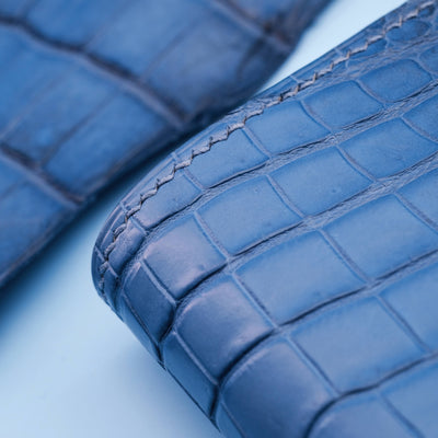 Bespoke Bifold Wallet in Baby Blue Himalayan Crocodile