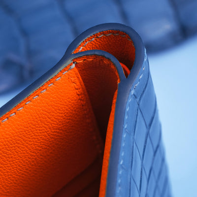 Bespoke Bifold Wallet in Baby Blue Himalayan Crocodile