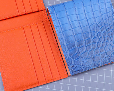 Bespoke Bifold Wallet in Baby Blue Himalayan Crocodile