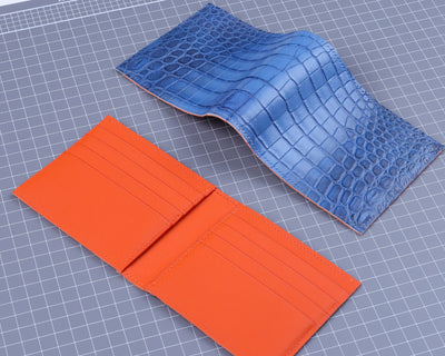 Bespoke Bifold Wallet in Baby Blue Himalayan Crocodile