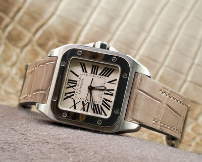 Bespoke Watch Strap in Olive Grey Crocodile