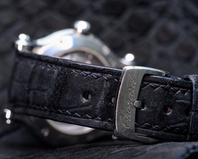 Bespoke Watch Strap in Black Nubuck Alligator