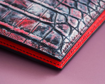 Bespoke Bifold Wallet in Multi-Purple Galaxy Crocodile