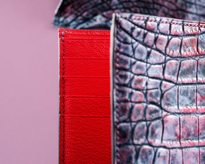 Bespoke Bifold Wallet in Multi-Purple Galaxy Crocodile