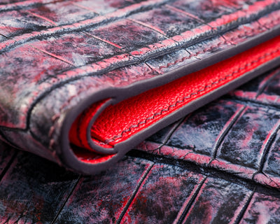 Bespoke Bifold Wallet in Multi-Purple Galaxy Crocodile