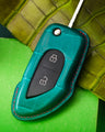 Bespoke Key Fob Cover in Emerald Green Crocodile