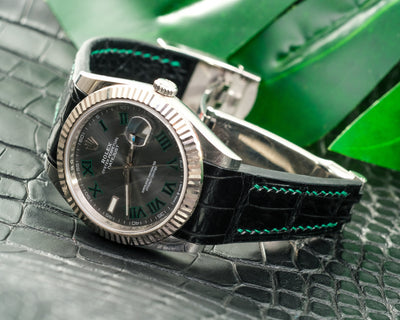 Bespoke Watch Strap in Hunter Green Crocodile