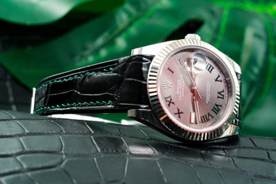Bespoke Watch Strap in Hunter Green Crocodile