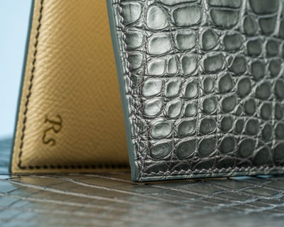 Bespoke Bifold Wallet in Grey Alligator