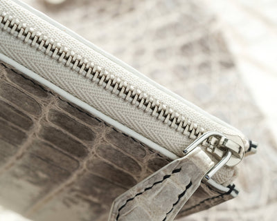 Bespoke Zipper Wallet in Natural Himalayan Crocodile