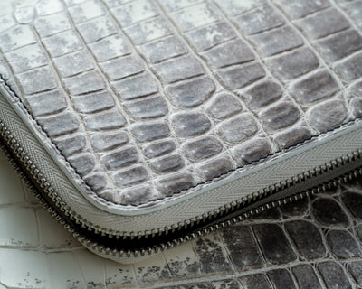 Bespoke Zipper Wallet in Natural Himalayan Crocodile