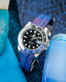 Bespoke Watch Strap in Electric Blue Himalayan Crocodile