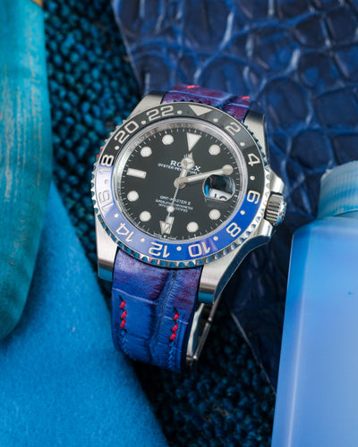 Bespoke Watch Strap in Electric Blue Himalayan Crocodile