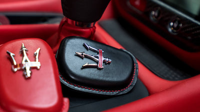 Bespoke Key Fob Covers in Black & Red Nappa