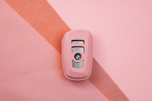 Bespoke Key Fob Cover in Baby Pink Nappa