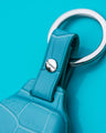 Bespoke Key Fob Cover in Turquoise Blue Crocodile