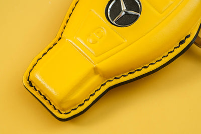 Bespoke Key Fob Cover in Yellow Nappa