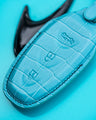 Bespoke Key Fob Cover in Turquoise Blue Crocodile