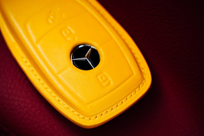Bespoke Key Fob Cover in Yellow Nappa