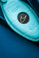 Bespoke Key Fob Cover in Turquoise Blue Crocodile