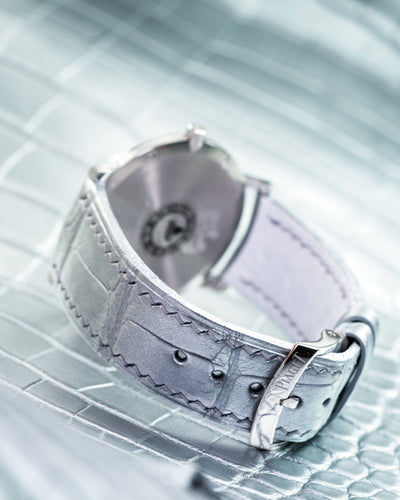 Bespoke Watch Strap in Metallic Silver Alligator