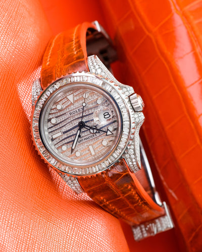 Bespoke Watch Strap in Orange Himalayan Crocodile