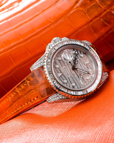 Bespoke Watch Strap in Orange Himalayan Crocodile