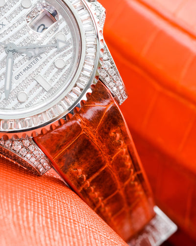 Bespoke Watch Strap in Orange Himalayan Crocodile