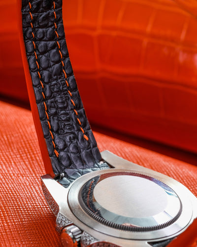 Bespoke Watch Strap in Orange Himalayan Crocodile