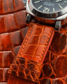 Bespoke Watch Strap in Orange Himalayan Crocodile