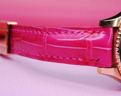 Bespoke Watch Strap in Fuchsia Pink Crocodile