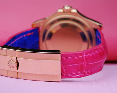 Bespoke Watch Strap in Fuchsia Pink Crocodile