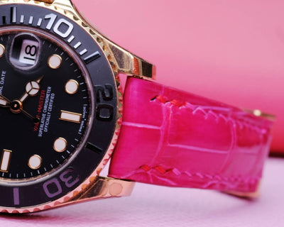 Bespoke Watch Strap in Fuchsia Pink Crocodile