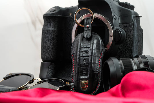 Bespoke Key Fob Cover in Black Crocodile