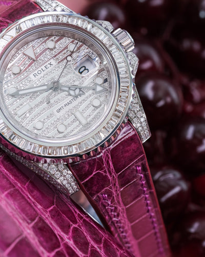 Bespoke Watch Strap in Purple Himalayan Crocodile