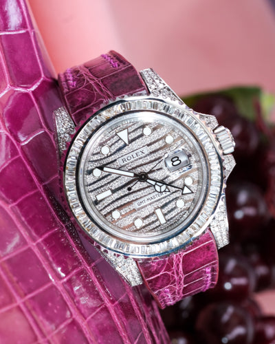 Bespoke Watch Strap in Purple Himalayan Crocodile