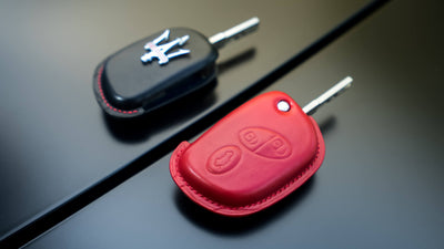 Bespoke Key Fob Covers in Black & Red Nappa