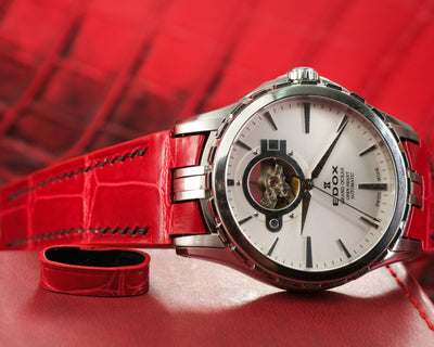 Bespoke Watch Strap in Ferrari Red Crocodile