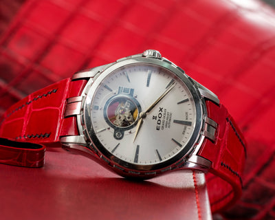 Bespoke Watch Strap in Ferrari Red Crocodile