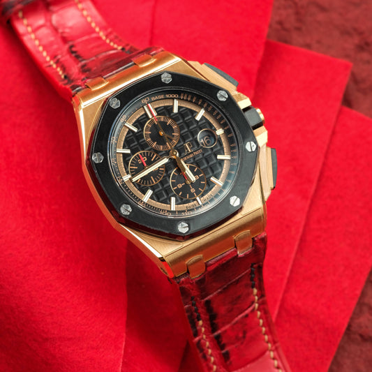 Bespoke Watch Strap in Red Himalayan Crocodile