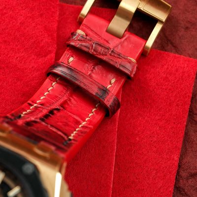 Bespoke Watch Strap in Red Himalayan Crocodile