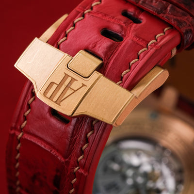 Bespoke Watch Strap in Red Himalayan Crocodile