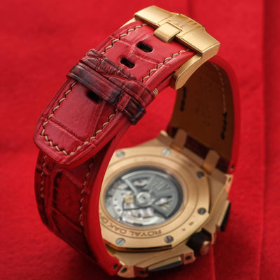 Bespoke Watch Strap in Red Himalayan Crocodile