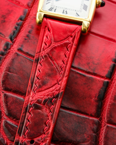 Bespoke Watch Strap In Red Himalayan Crocodile