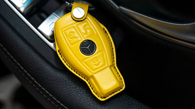 Bespoke Key Fob Cover in Yellow Nappa