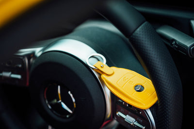 Bespoke Key Fob Cover in Yellow Nappa