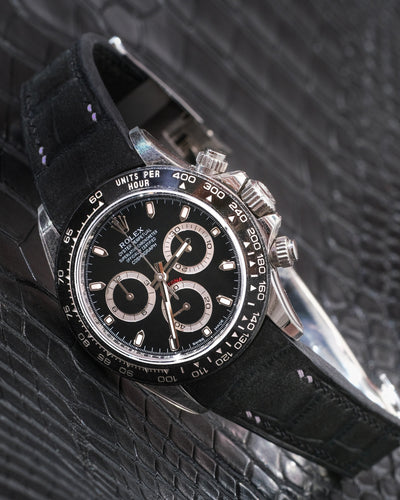 Bespoke Watch Strap in Black Nubuck Alligator