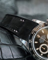 Bespoke Watch Strap in Black Nubuck Alligator