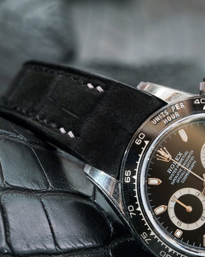 Bespoke Watch Strap in Black Nubuck Alligator